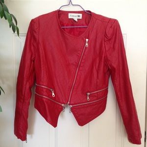 Red Faux Leather Jacket